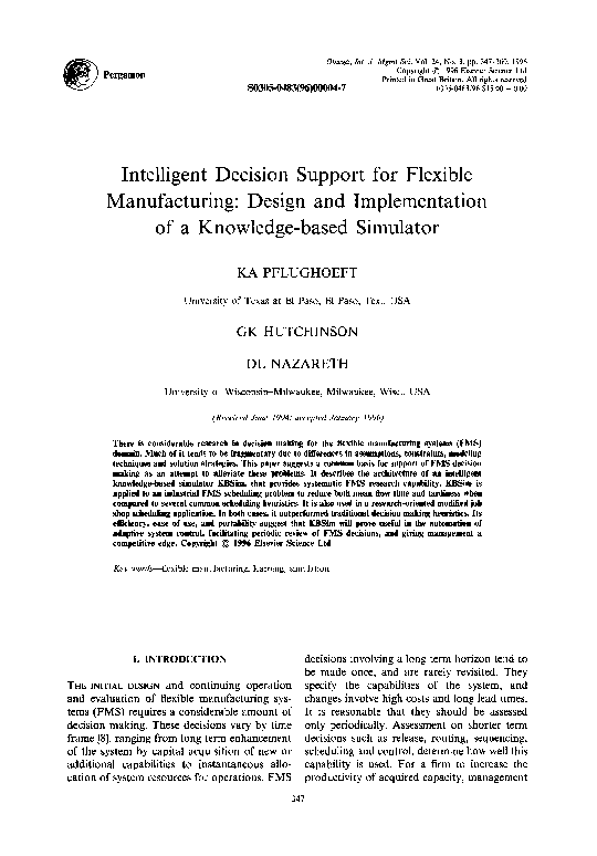(PDF) Intelligent decision support for flexible manufacturing: Design ...