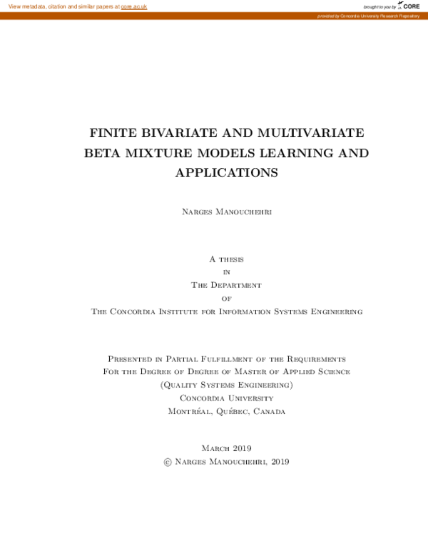 (PDF) Finite Bivariate and Multivariate Beta Mixture Models Learning ...