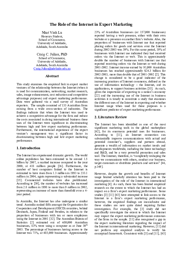 (PDF) The role of the internet in export marketing: the case of Lebanon