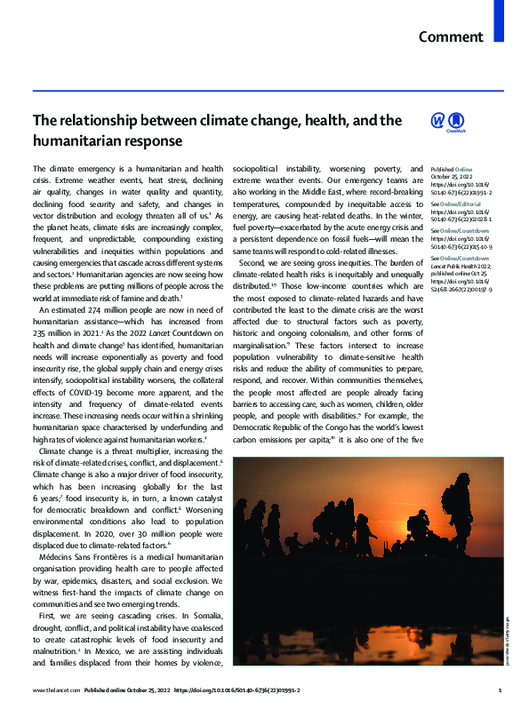 (PDF) The relationship between climate change, health, and the ...