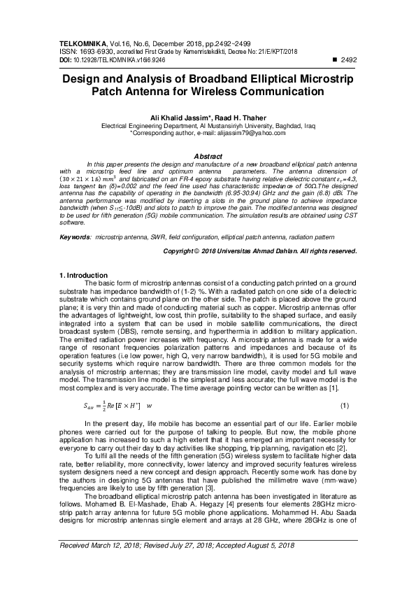 (PDF) Design and Analysis of Broadband Elliptical Microstrip Patch ...