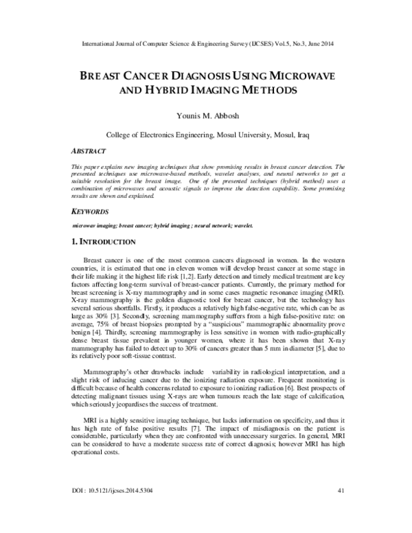 (PDF) Breast Cancer Diagnosis Using Microwave and Hybrid Imaging Methods
