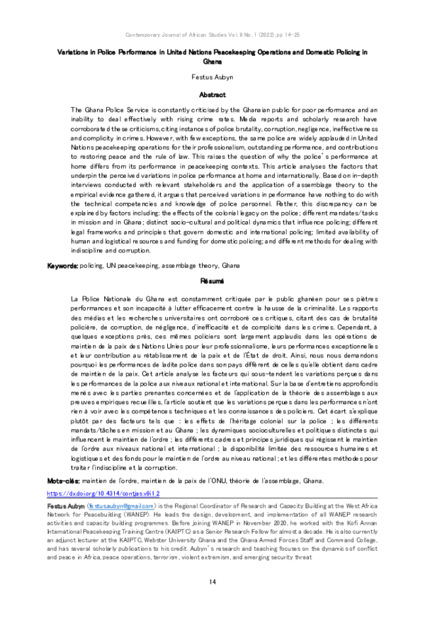 (PDF) Variations in Police Performance in United Nations Peacekeeping ...