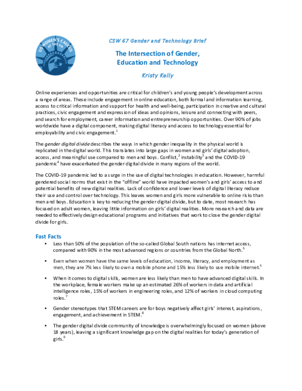 (PDF) The Intersection of Gender, Education and Technology