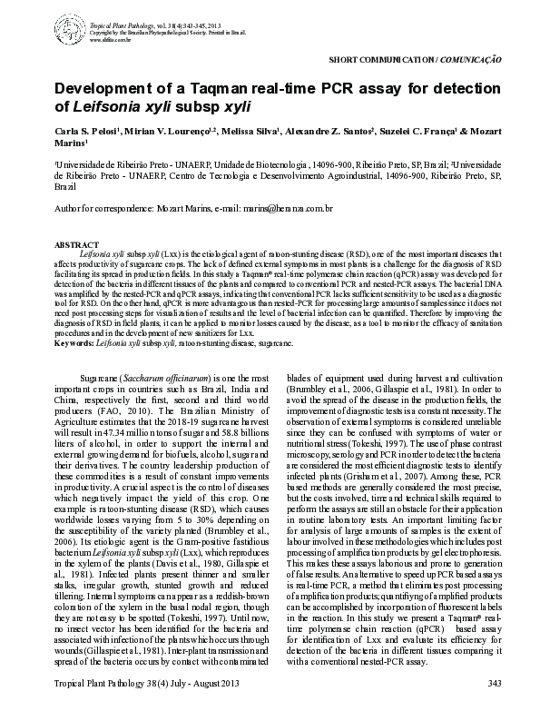 (PDF) Development of a Taqman real-time PCR assay for detection of ...
