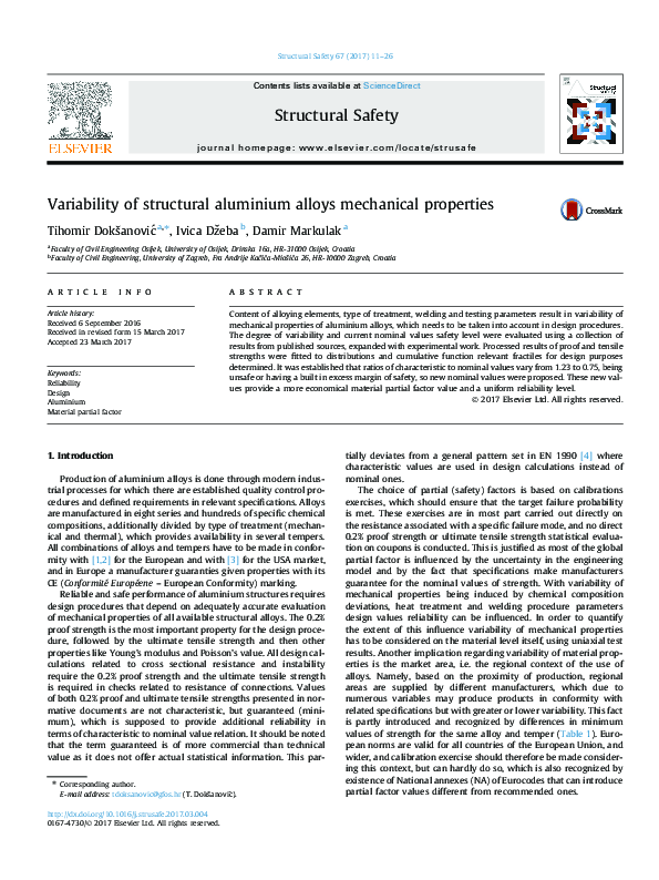 (PDF) Variability of structural aluminium alloys mechanical properties