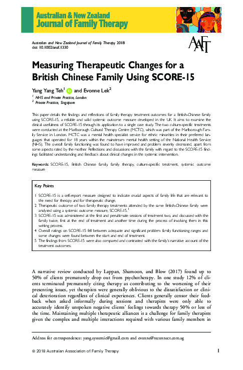 (PDF) Measuring Therapeutic Changes for a British Chinese Family Using ...