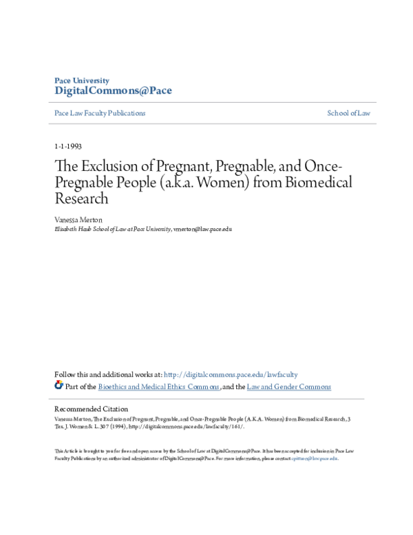 (PDF) The Exclusion of Pregnant, Pregnable, and Once-Pregnable People ...