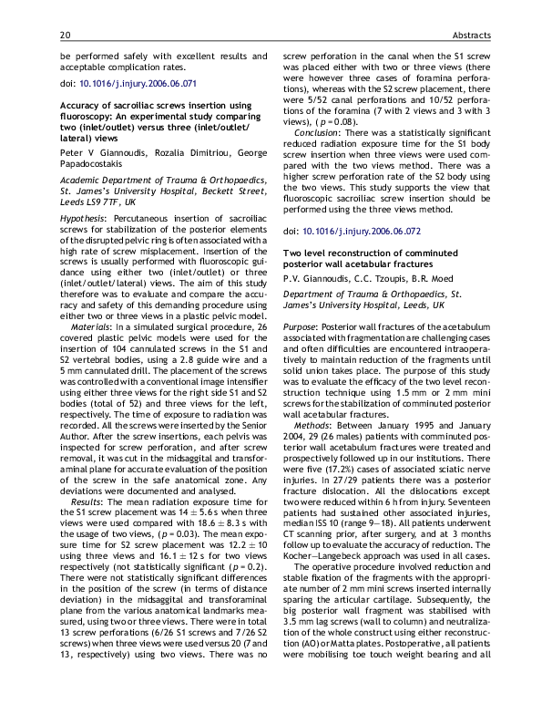 (PDF) Accuracy of sacroiliac screws insertion using fluoroscopy: An ...