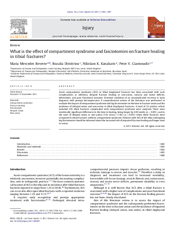 (PDF) What is the effect of compartment syndrome and fasciotomies on ...