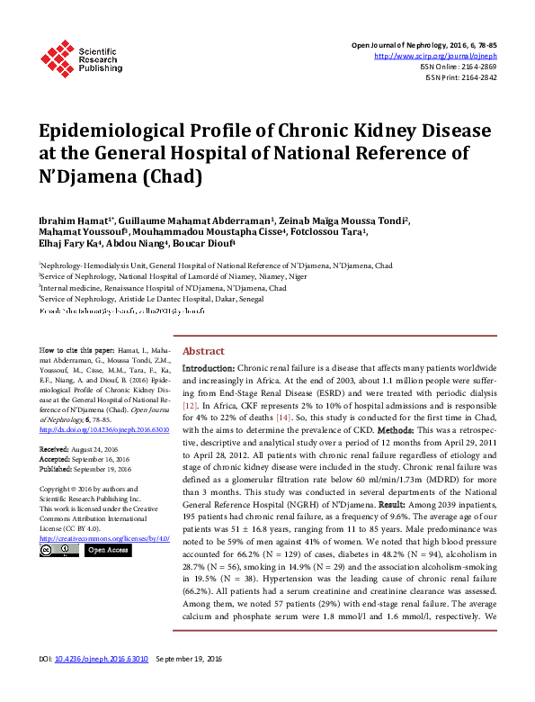 (PDF) Epidemiological Profile of Chronic Kidney Disease at the General ...