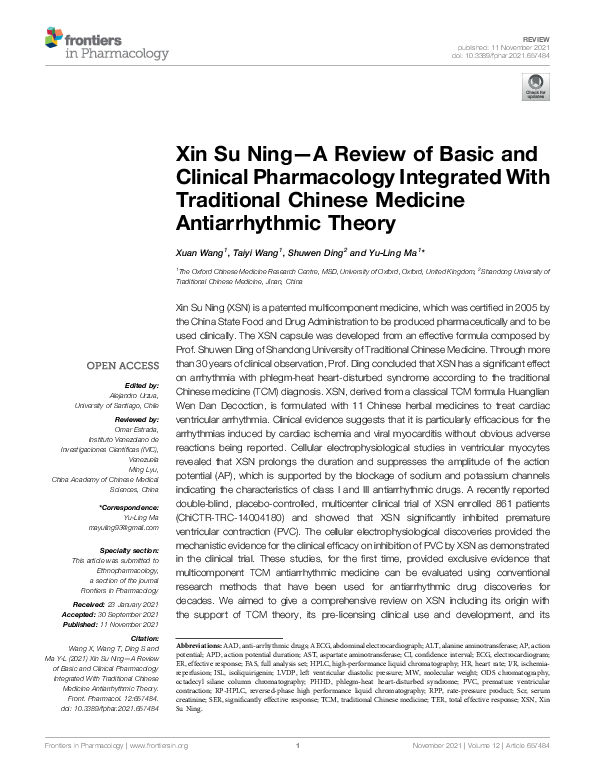 (PDF) Xin Su Ning—A Review of Basic and Clinical Pharmacology ...