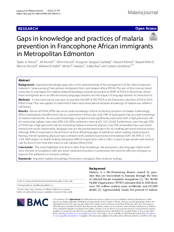 (PDF) Gaps in knowledge and practices of malaria prevention in ...