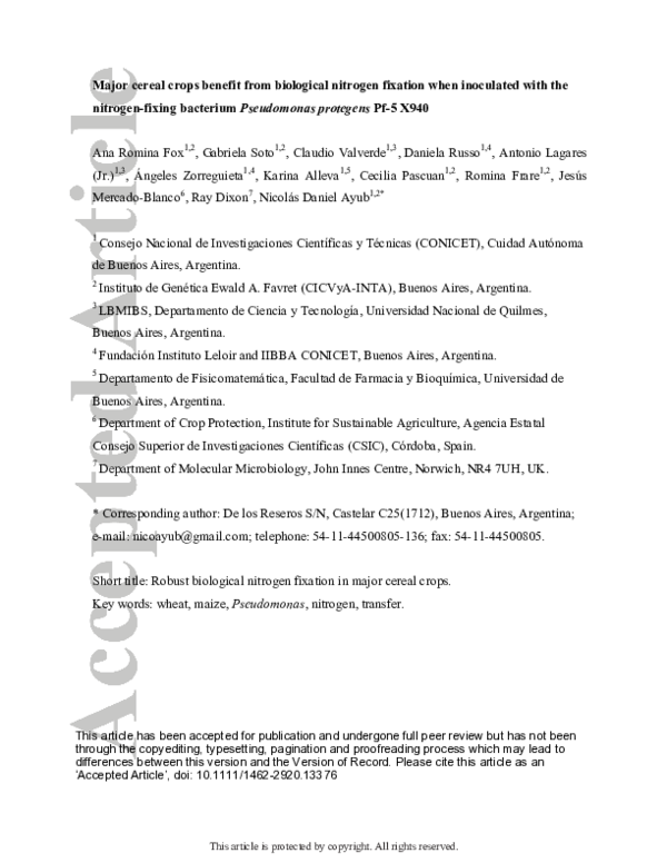 (PDF) Major cereal crops benefit from biological nitrogen fixation when ...