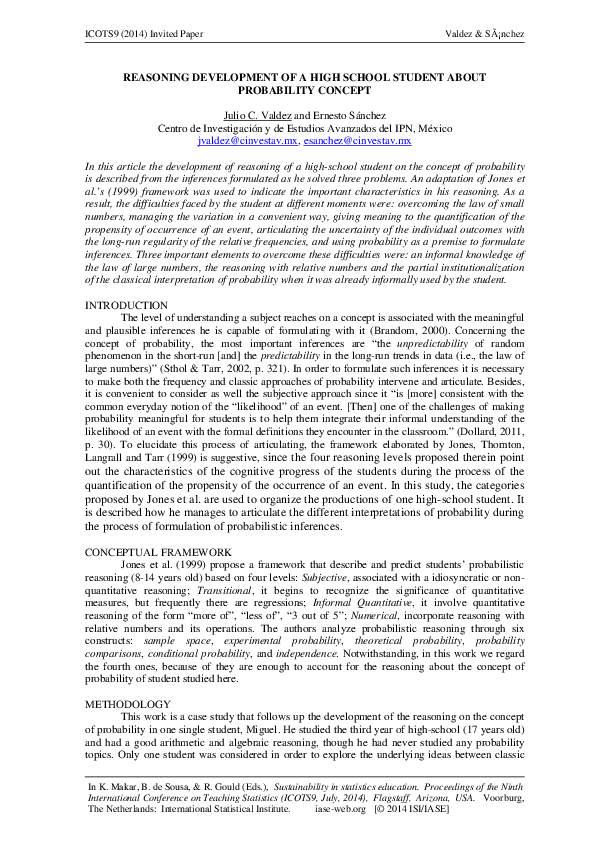 (PDF) Reasoning Development of a High School Student About Probability ...