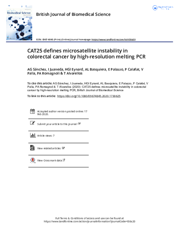 (PDF) CAT25 defines microsatellite instability in colorectal cancer by ...