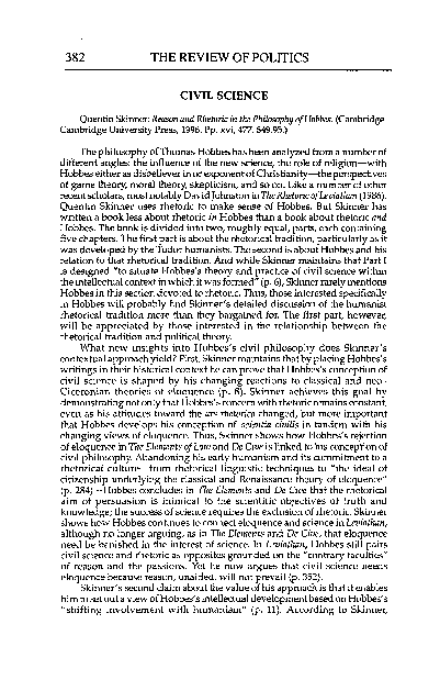 (PDF) Civil Science Quentin Skinner: Reason and Rhetoric in the ...