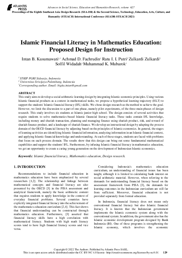 (PDF) Islamic Financial Literacy in Mathematics Education: Proposed ...