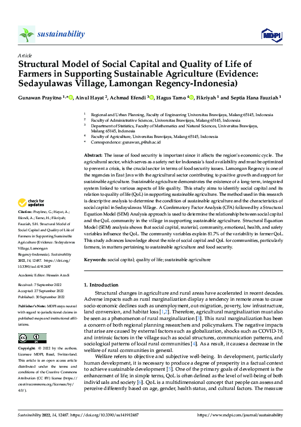 (PDF) Structural Model of Social Capital and Quality of Life of Farmers ...