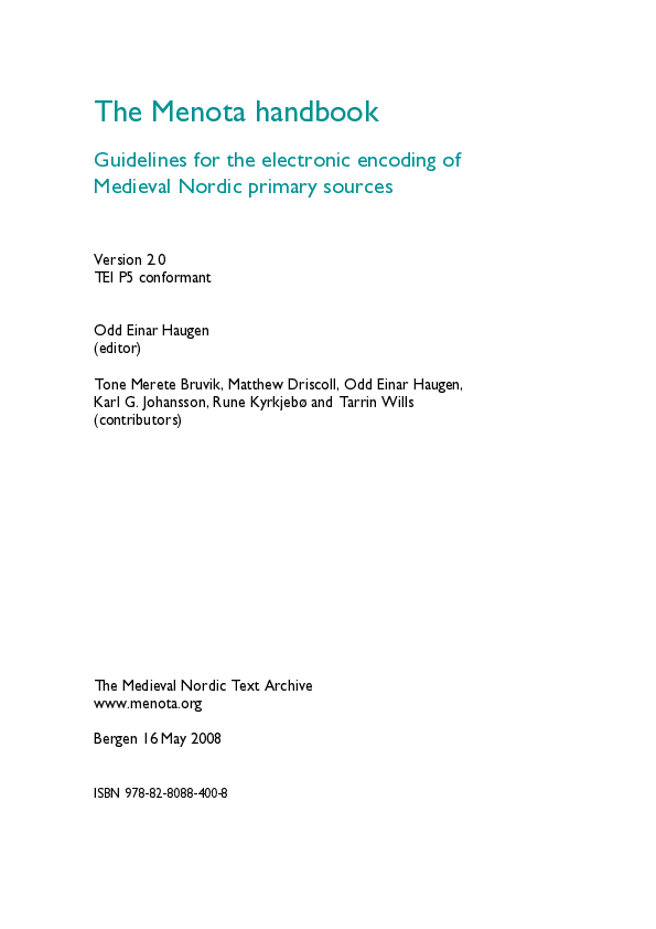 (PDF) The Menota Handbook