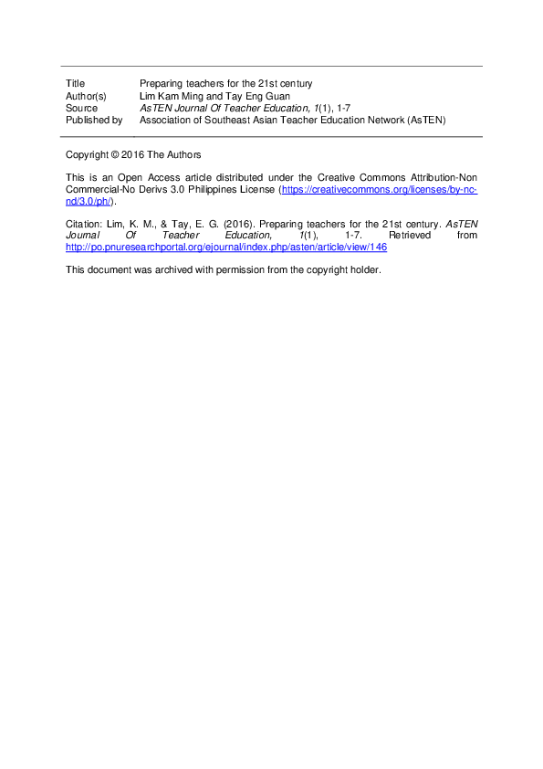 (PDF) Preparing Teachers for the 21st Century