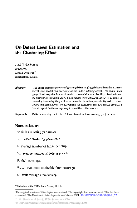 (PDF) On Defect Level Estimation and the Clustering Effect