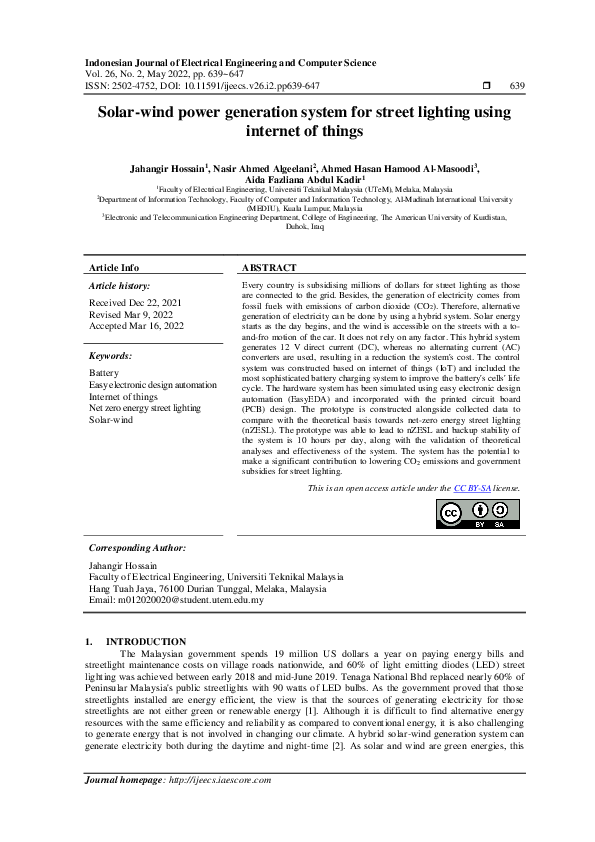  pdf solar wind power generation system for street lighting using