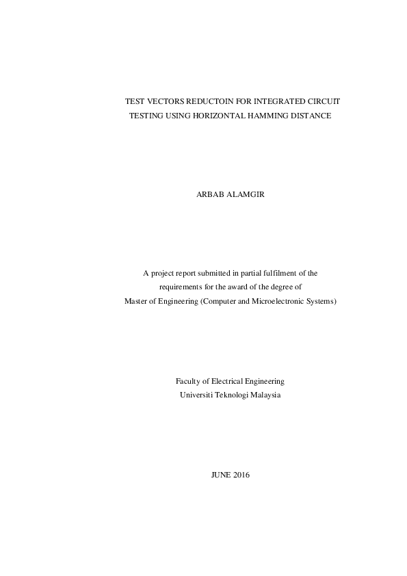 (PDF) Test vectors reductoin for integrated circuit testing using ...
