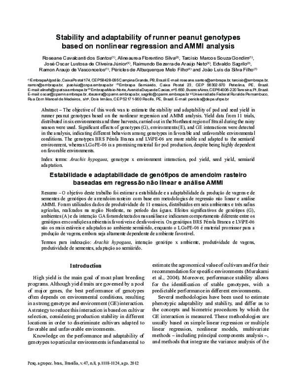 (PDF) Stability and adaptability of runner peanut genotypes based on ...