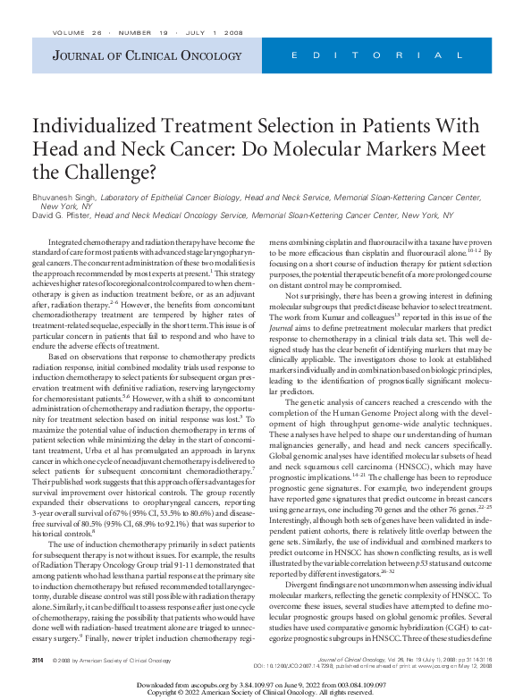 (PDF) Individualized Treatment Selection in Patients With Head and Neck ...