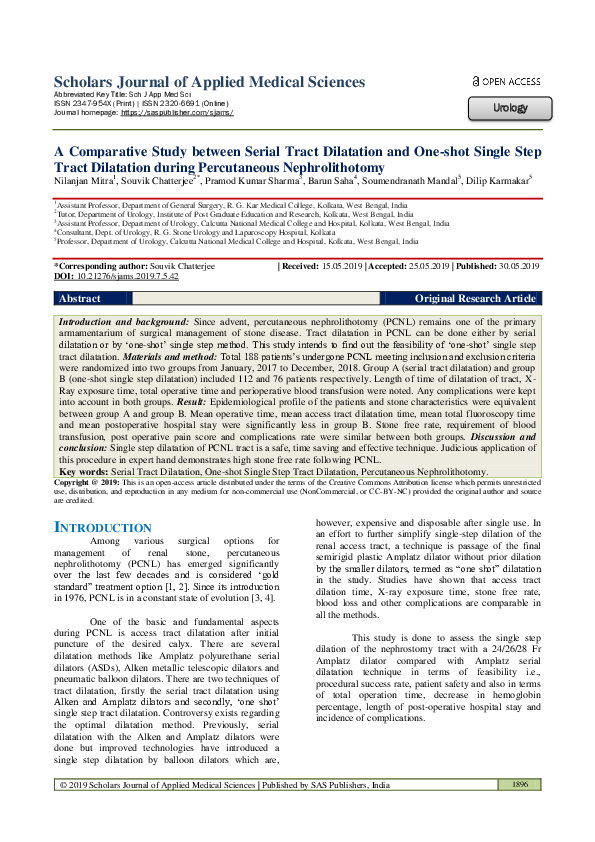 (PDF) A Comparative Study between Serial Tract Dilatation and One-shot ...