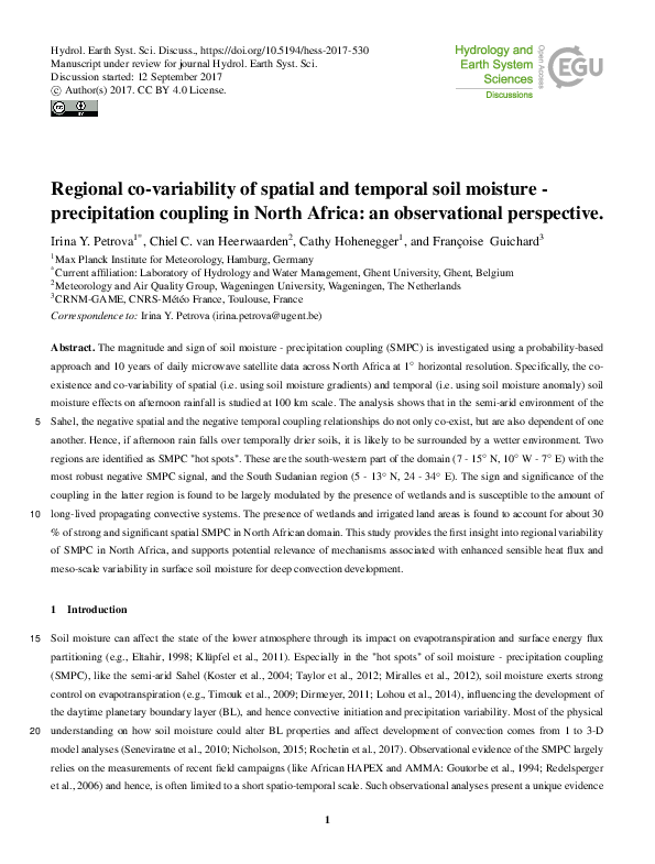 (PDF) Regional co-variability of spatial and temporal soil moisture ...
