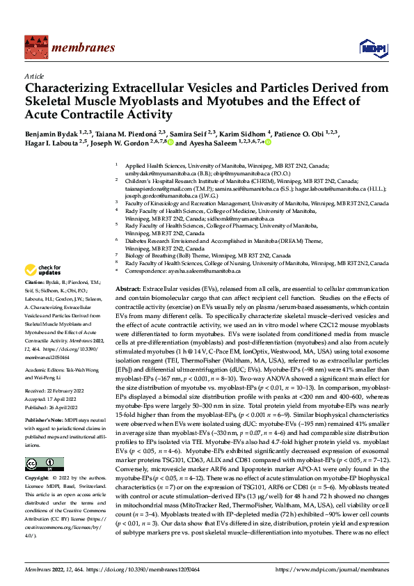 (PDF) Characterizing Extracellular Vesicles and Particles Derived from ...