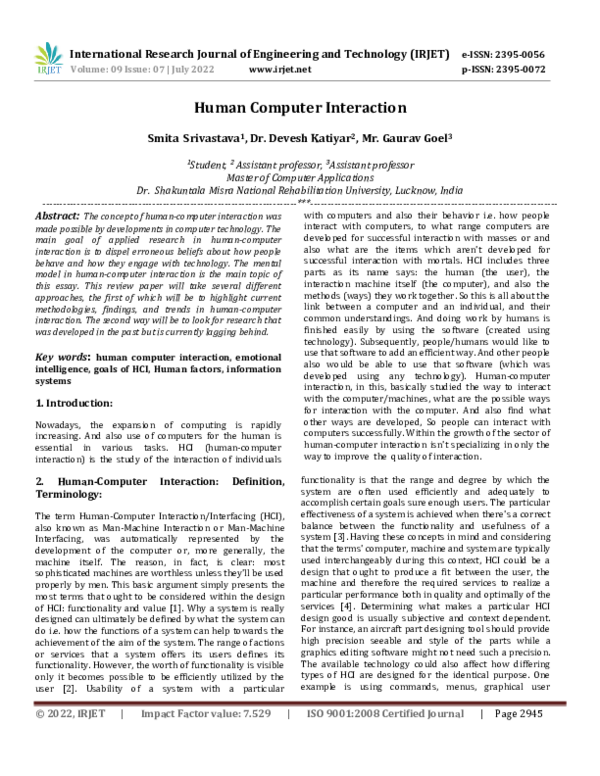 (PDF) Human Computer Interaction