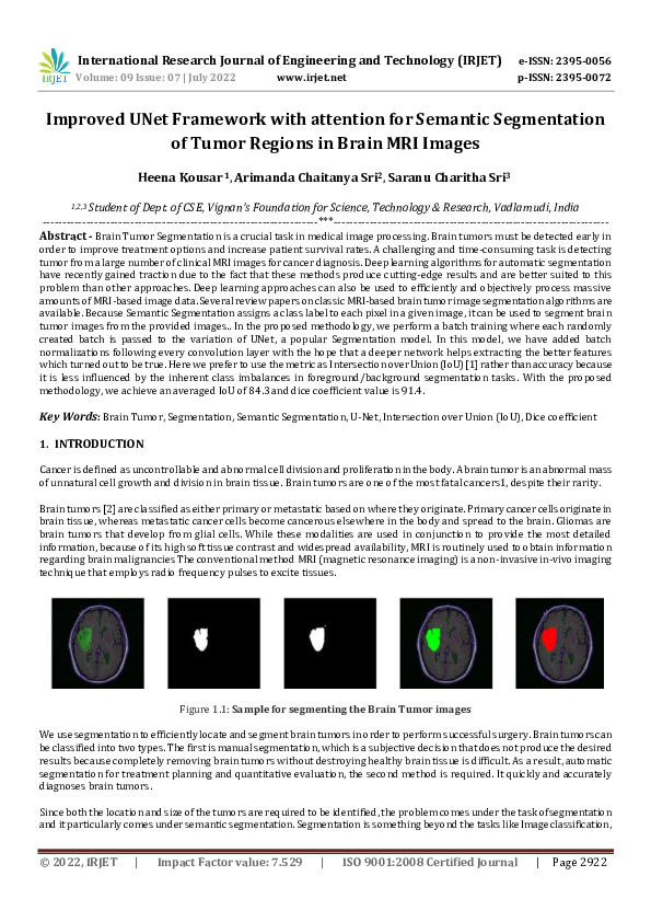 (PDF) Improved UNet Framework with attention for Semantic Segmentation ...
