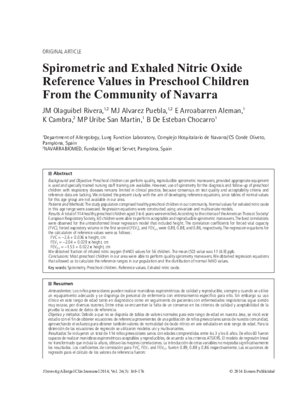 (PDF) Spirometric and exhaled nitric oxide reference values in ...