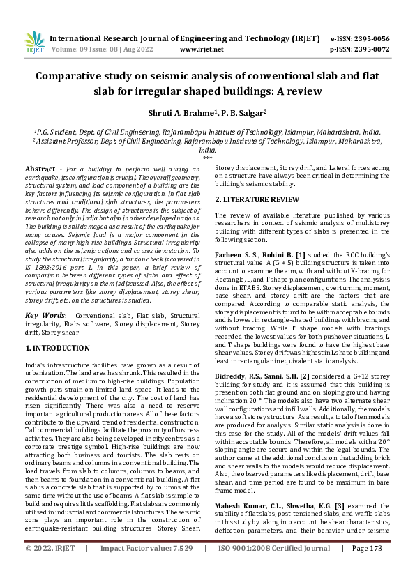 (PDF) Comparative study on seismic analysis of conventional slab and ...