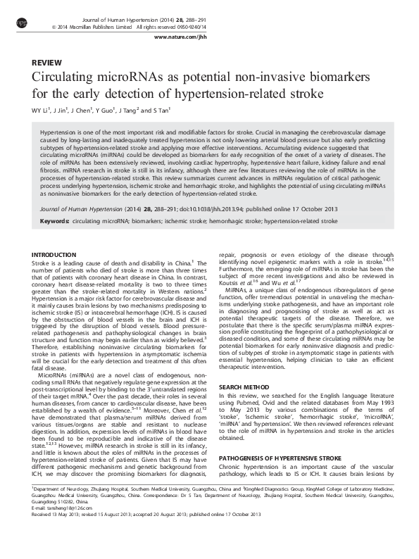(PDF) Circulating microRNAs as potential non-invasive biomarkers for ...