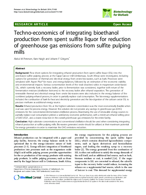 (PDF) Techno-economics of integrating bioethanol production from spent ...