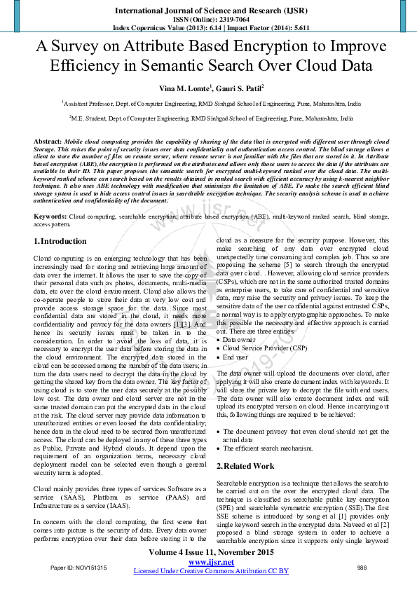 (PDF) A Survey on Attribute Based Encryption to Improve Efficiency in ...