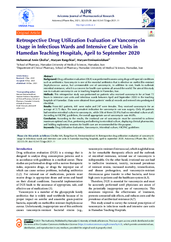 (PDF) Retrospective Drug Utilization Evaluation of Vancomycin Usage in ...