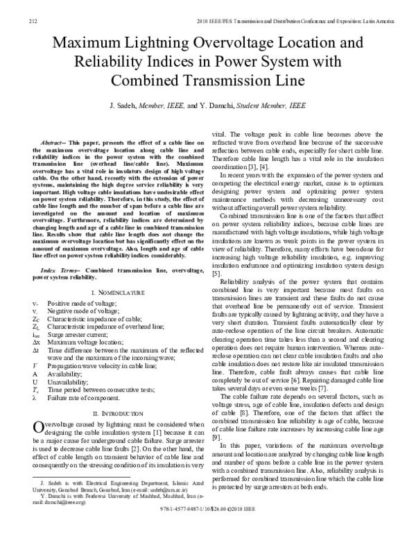 (PDF) Maximum lightning overvoltage location and reliability indices in ...