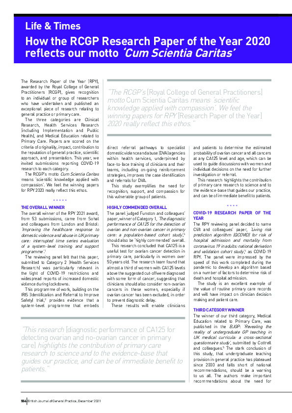 (PDF) How the RCGP Research Paper of the Year 2020 reflects our motto ...