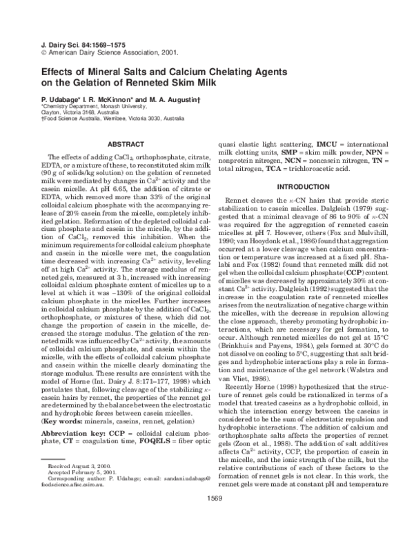 (PDF) Effects of Mineral Salts and Calcium Chelating Agents on the ...