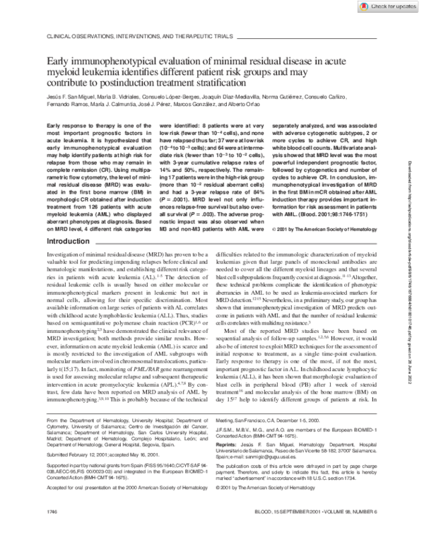 (PDF) Early immunophenotypical evaluation of minimal residual disease ...
