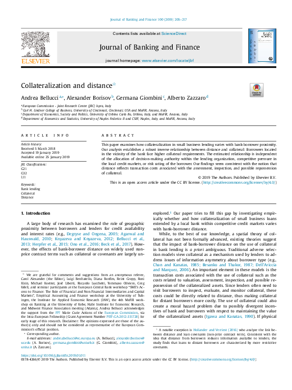 (PDF) Collateralization and distance