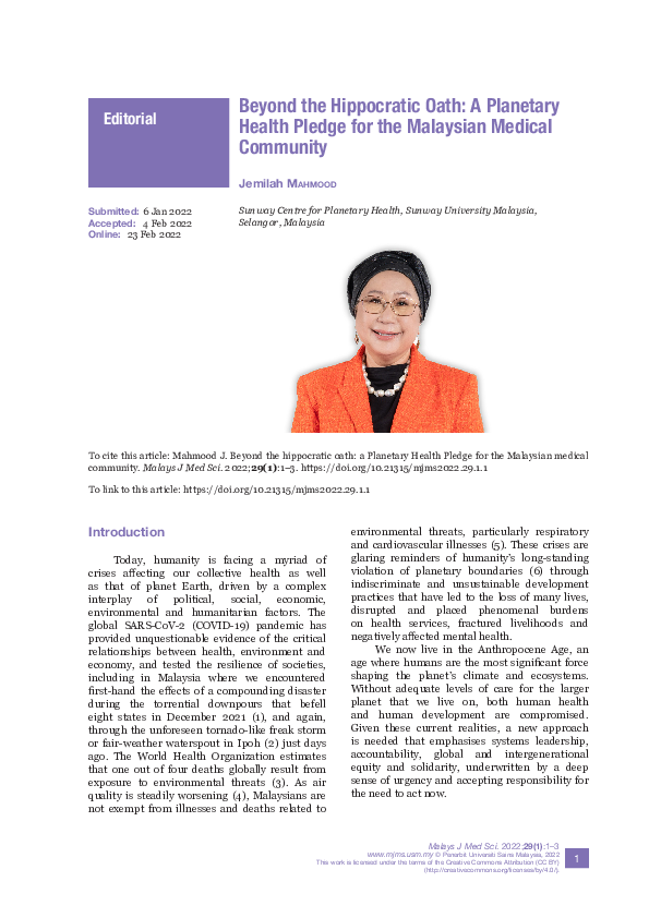 (PDF) Beyond the Hippocratic Oath: A Planetary Health Pledge for the ...