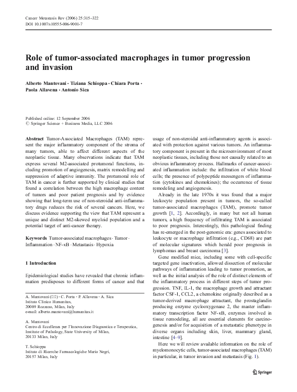 (PDF) Role of tumor-associated macrophages in tumor progression and ...