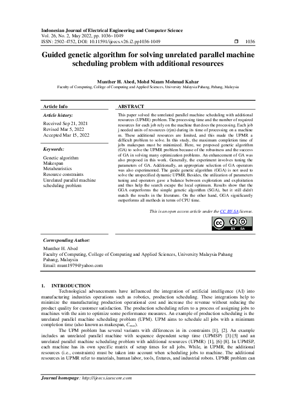 (PDF) Guided genetic algorithm for solving unrelated parallel machine ...