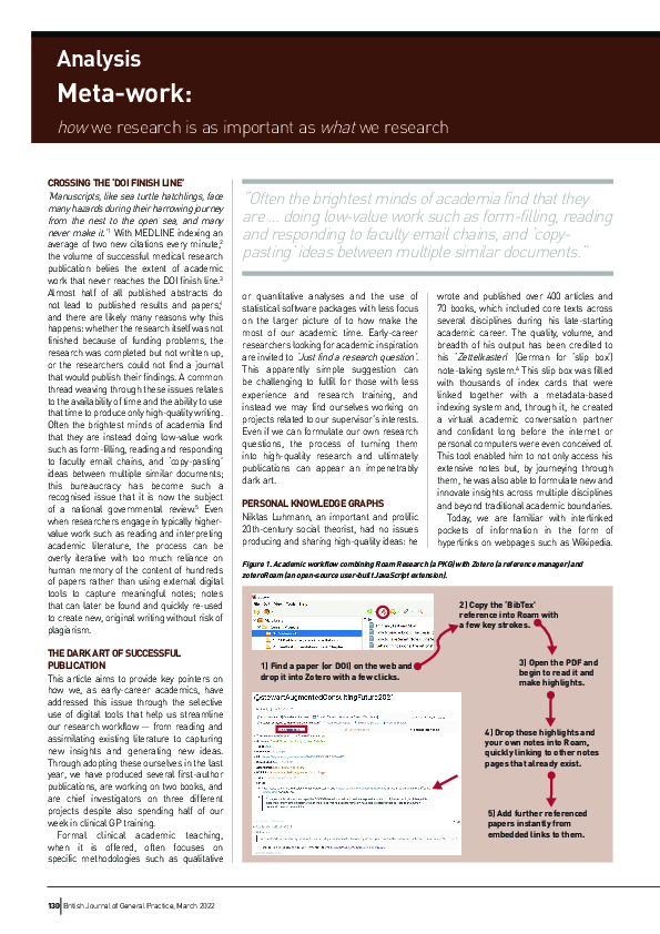 (PDF) Meta-work: how we research is as important as what we research